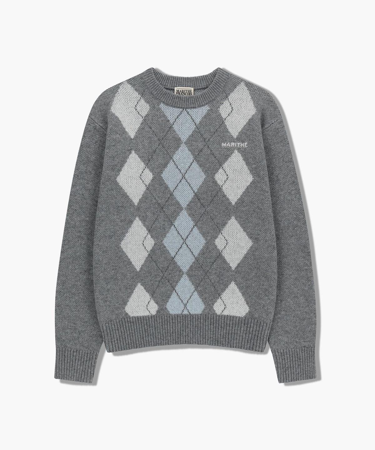 마리떼 프랑소와 저버(MARITHÉ + FRANҪOIS GIRBAUD) ARGYLE JQD KNIT PULLOVER heather gray