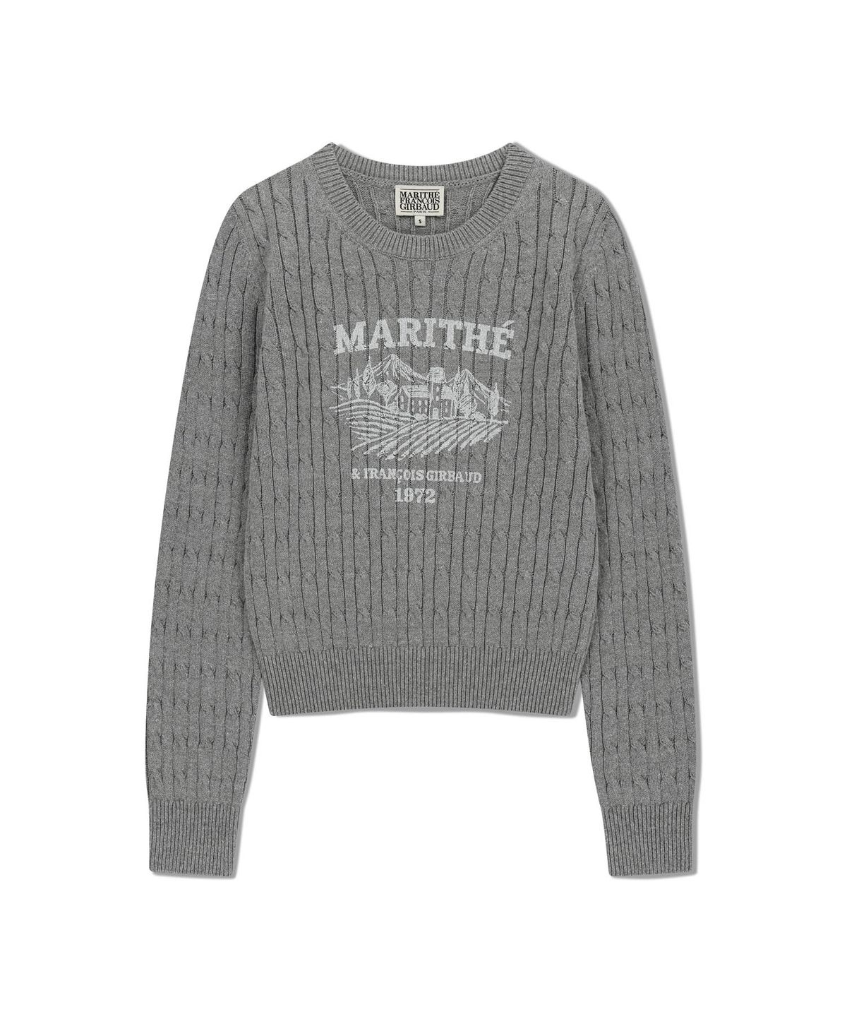 마리떼 프랑소와 저버(MARITHÉ + FRANҪOIS GIRBAUD) W VINEYARD CABLE KNIT PULLOVER melange gray