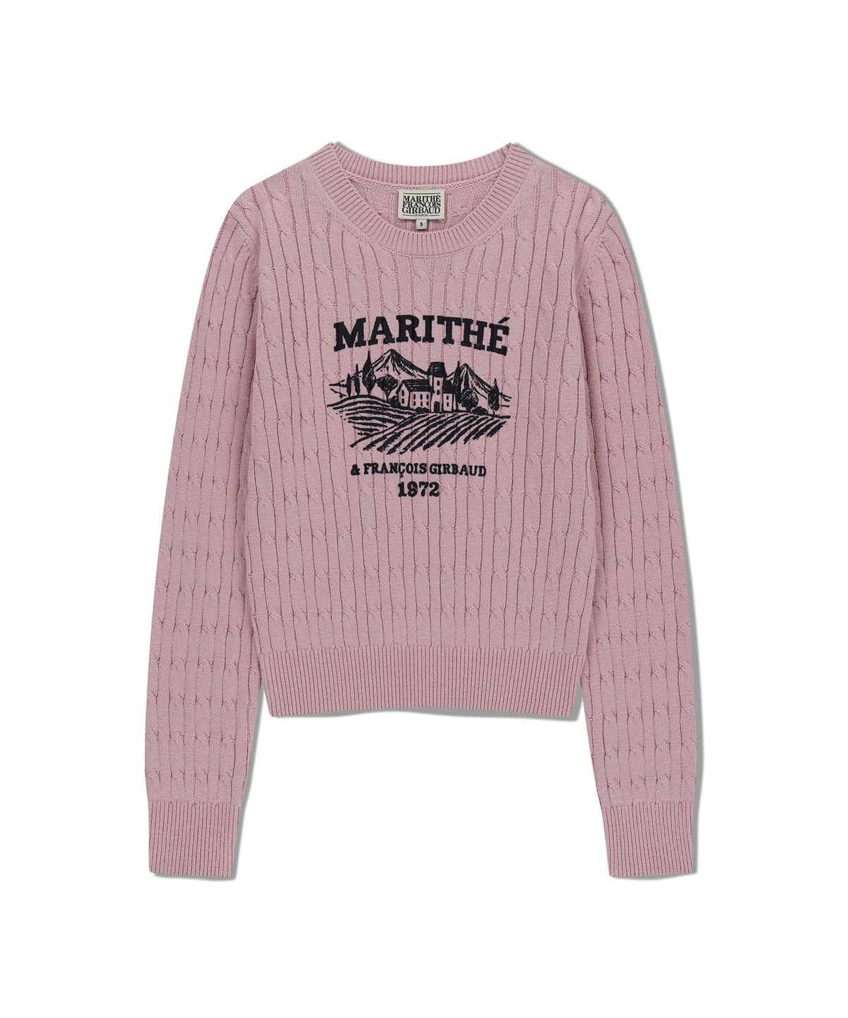 마리떼 프랑소와 저버(MARITHÉ + FRANҪOIS GIRBAUD) W VINEYARD CABLE KNIT PULLOVER pink