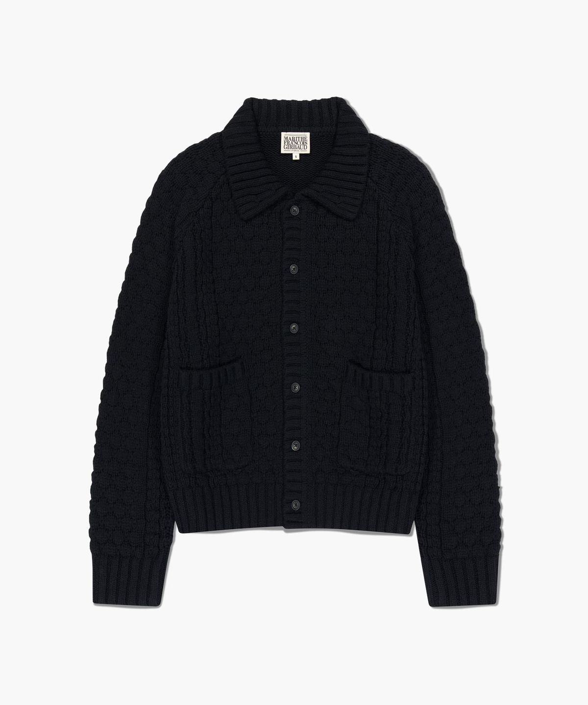 마리떼 프랑소와 저버(MARITHÉ + FRANҪOIS GIRBAUD) COLLAR CABLE CARDIGAN black