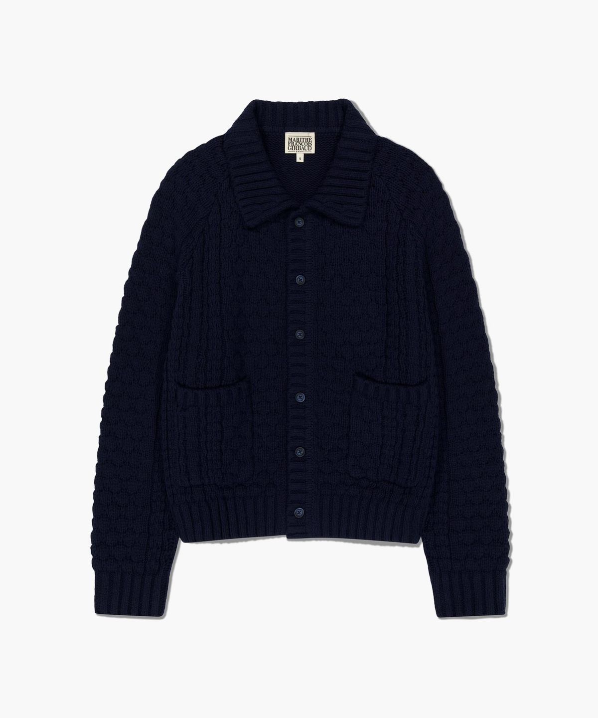 마리떼 프랑소와 저버(MARITHÉ + FRANҪOIS GIRBAUD) COLLAR CABLE CARDIGAN navy
