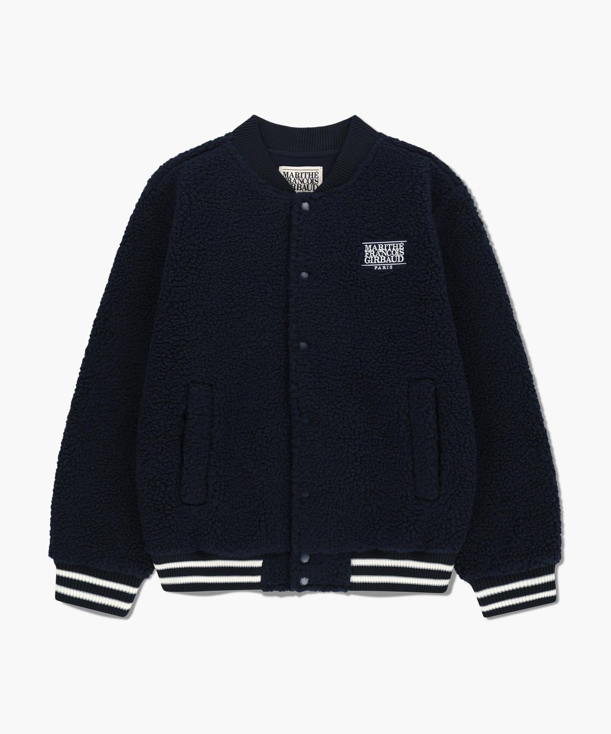 마리떼 프랑소와 저버(MARITHÉ + FRANҪOIS GIRBAUD) FLEECE VARSITY JACKET navy