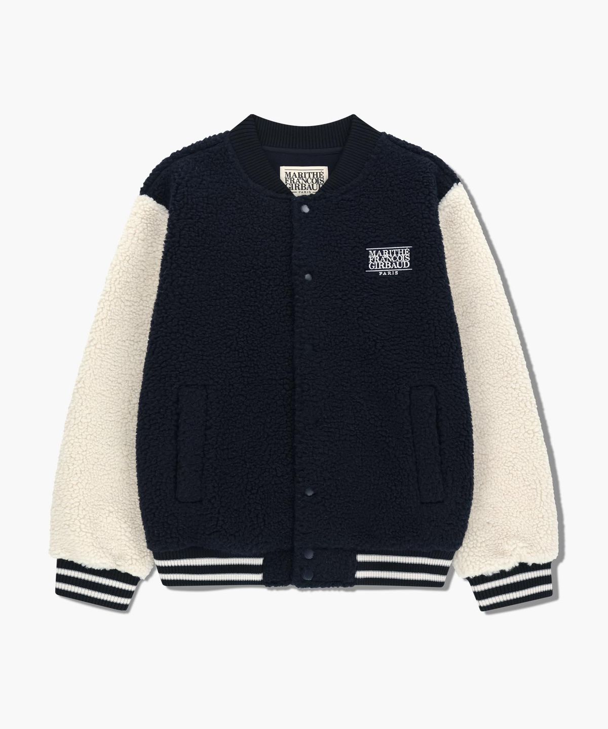 마리떼 프랑소와 저버(MARITHÉ + FRANҪOIS GIRBAUD) FLEECE VARSITY JACKET ivory