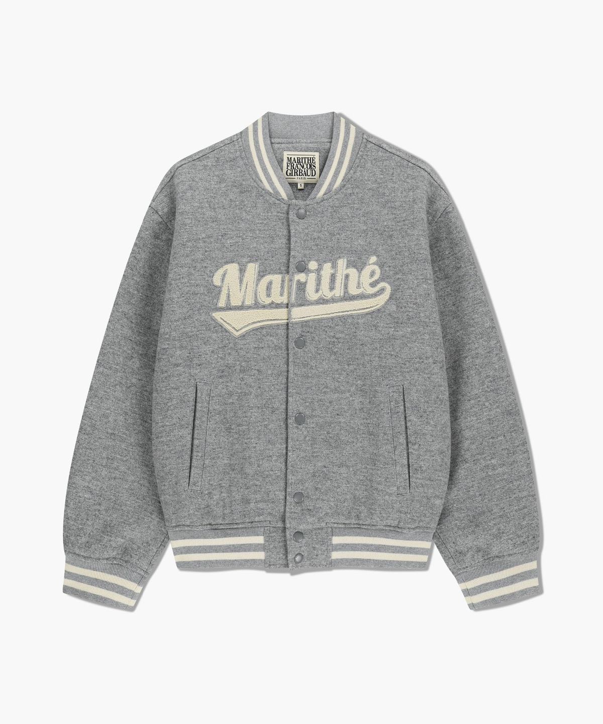 마리떼 프랑소와 저버(MARITHÉ + FRANҪOIS GIRBAUD) WOOL VARSITY JACKET heather gray