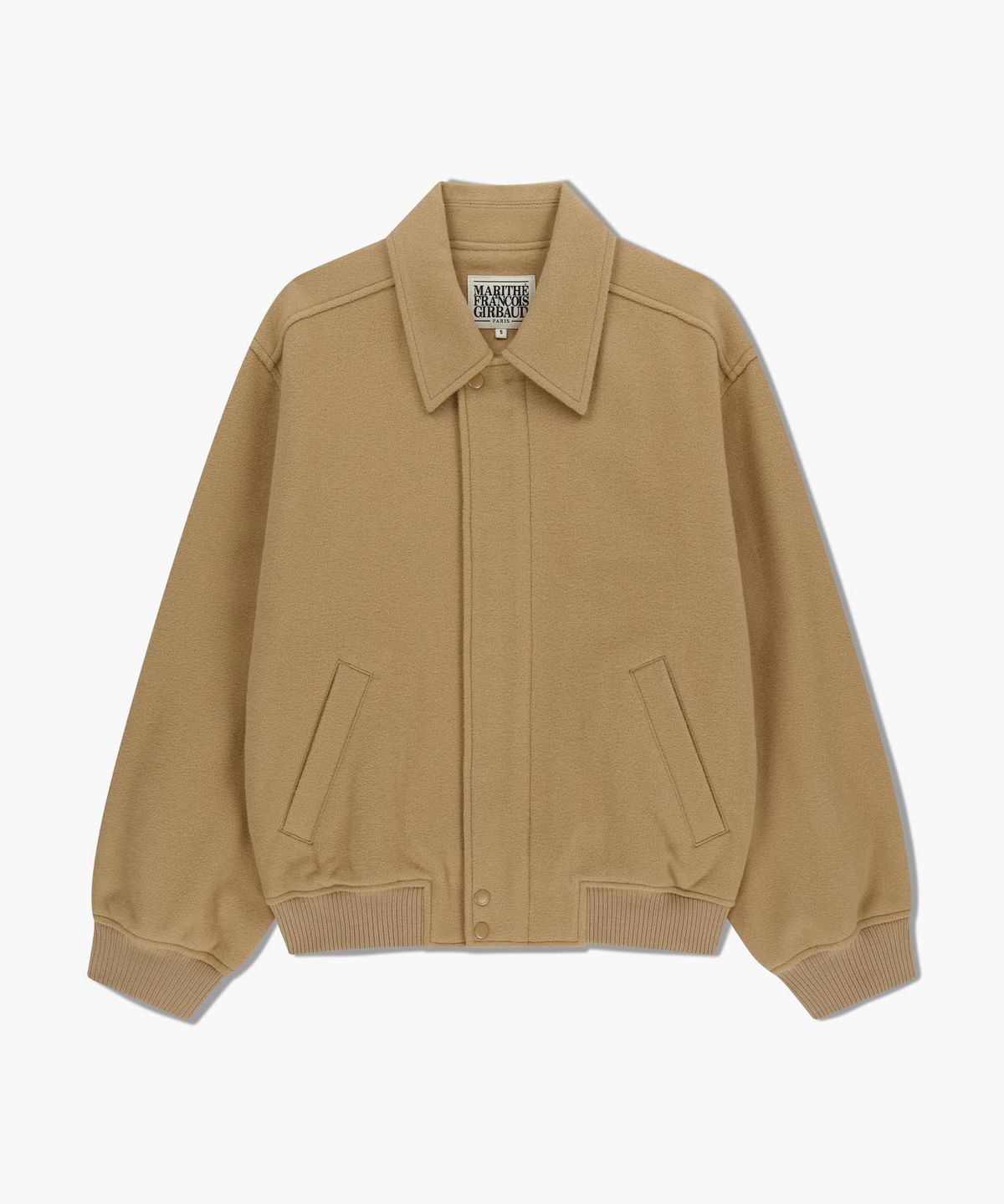 마리떼 프랑소와 저버(MARITHÉ + FRANҪOIS GIRBAUD) WOOL COLLAR VARSITY JACKET beige
