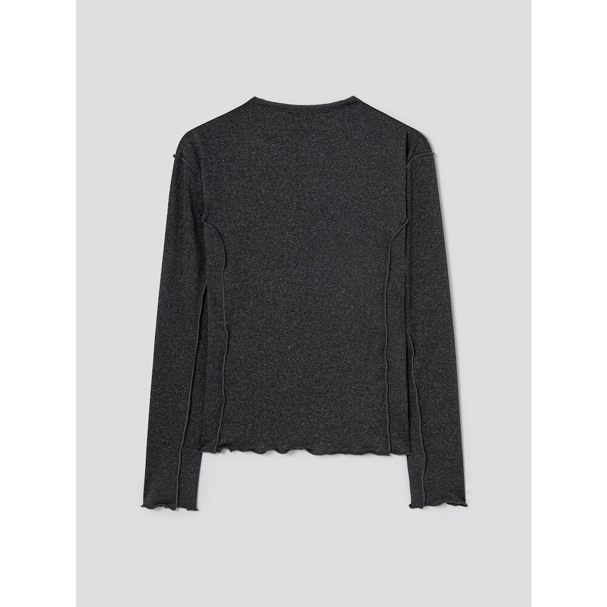 앙개(ANGGAE) Snapped Triangle Neck TShirt  Grey