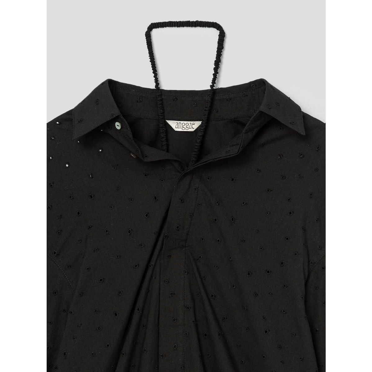 앙개(ANGGAE) Punching Oversized Shirt  Black
