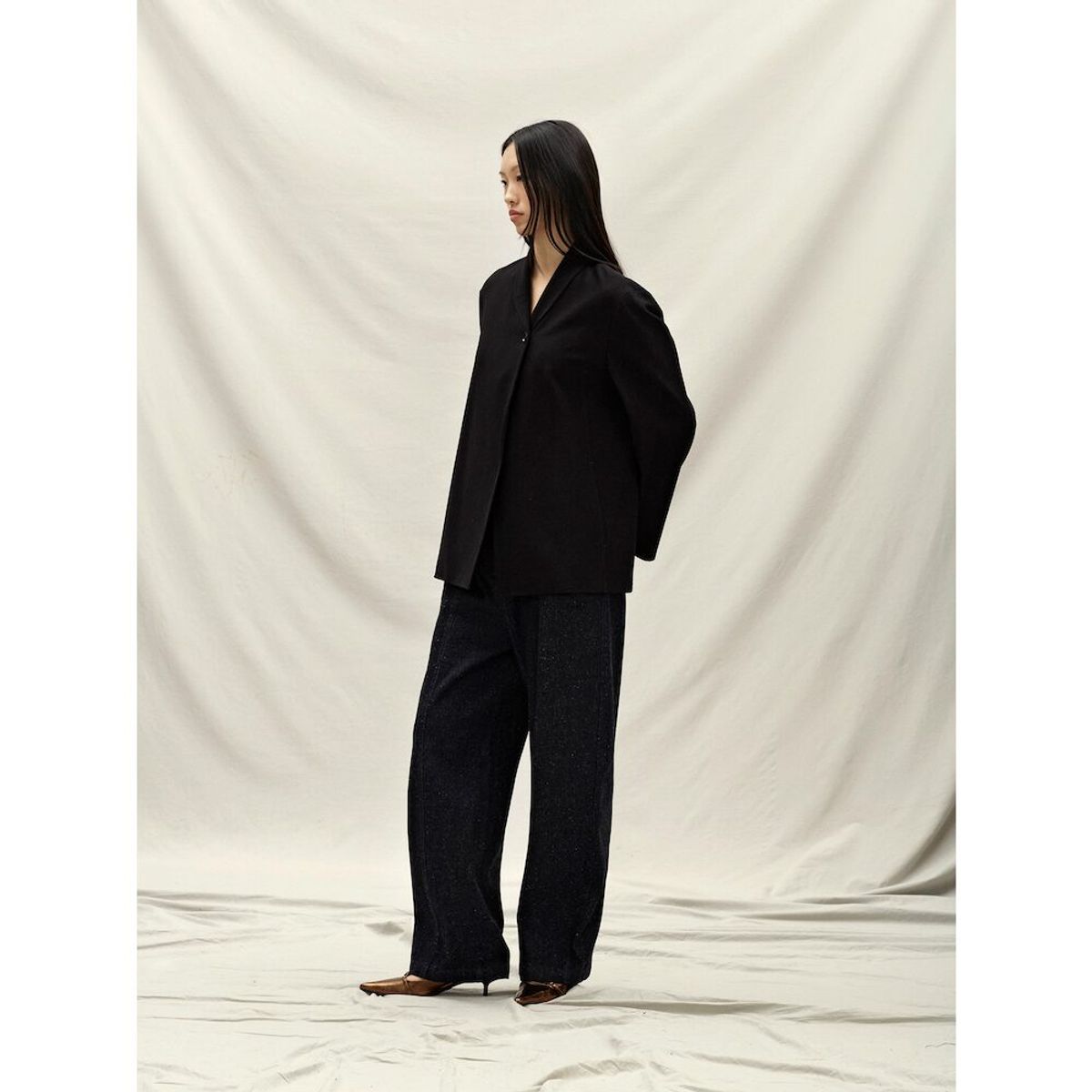 앙개(ANGGAE) Shawl Tailered Jacket  Black