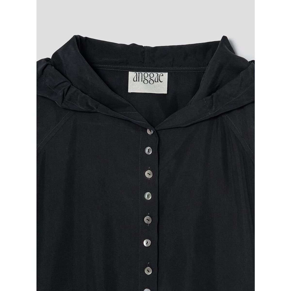앙개(ANGGAE) Washed Hooded ButtonUp Shirt  Ash