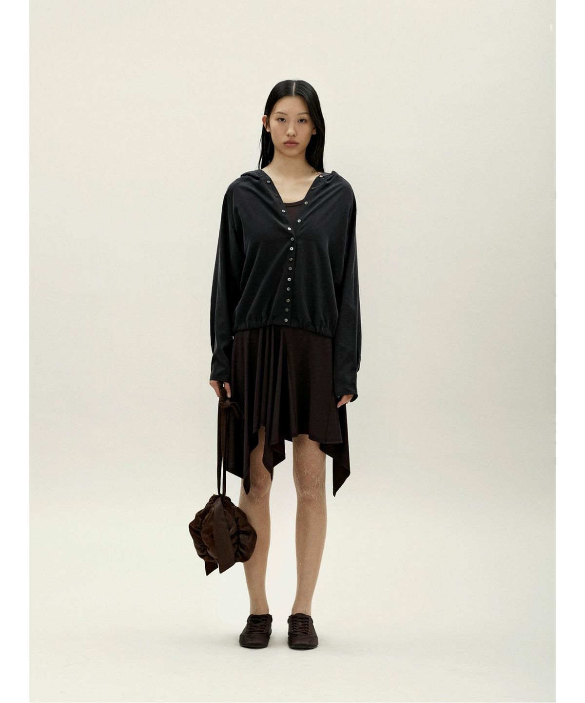 앙개(ANGGAE) Washed Hooded ButtonUp Shirt  Ash