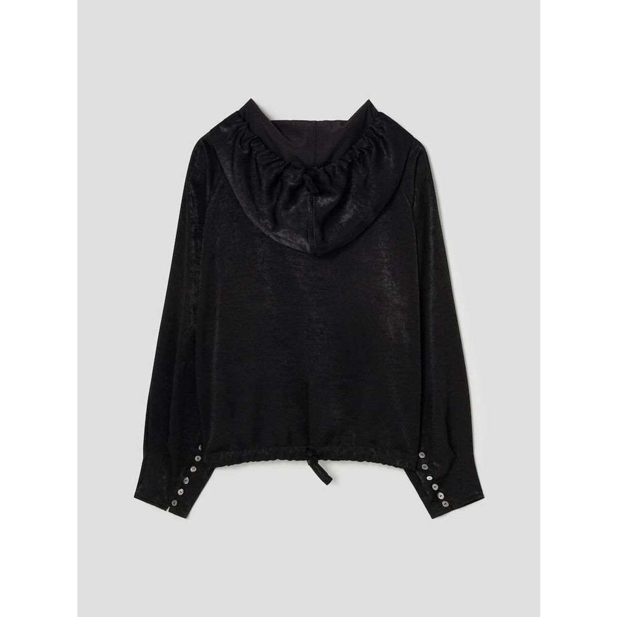 앙개(ANGGAE) Velvet Satin ButtonUp Shirt  Black