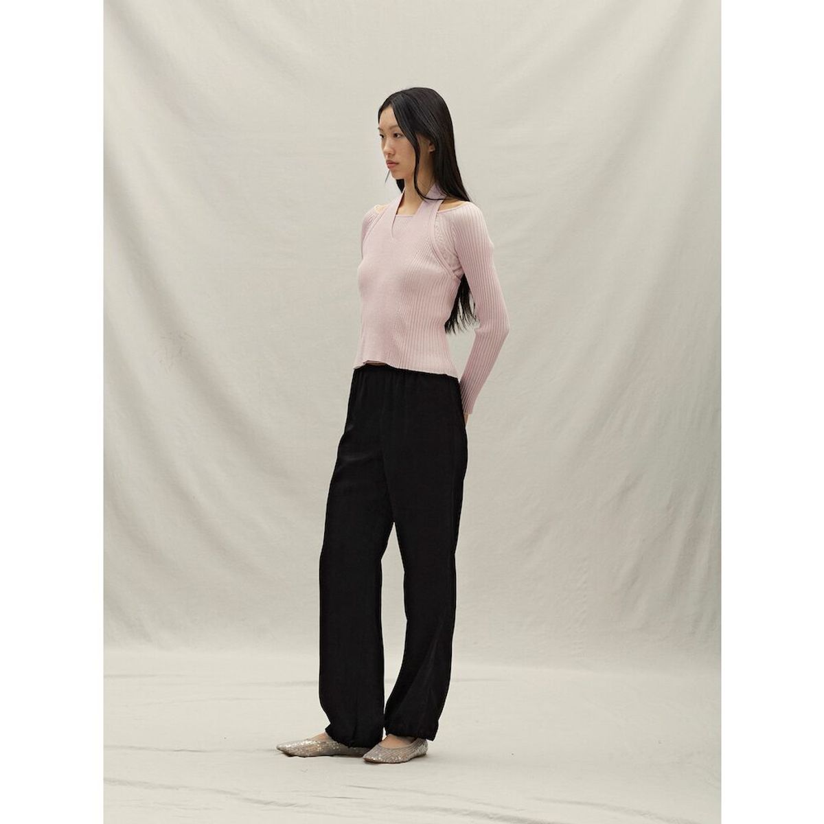 앙개(ANGGAE) Velvet Satin Dancer Pants  Black