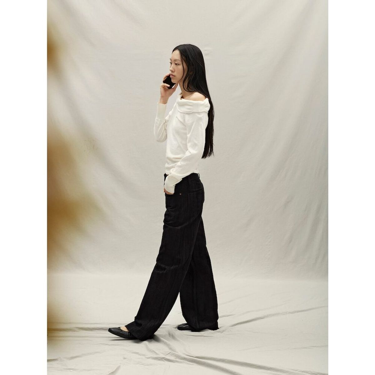 앙개(ANGGAE) Jacquard Wide Pants  Navy