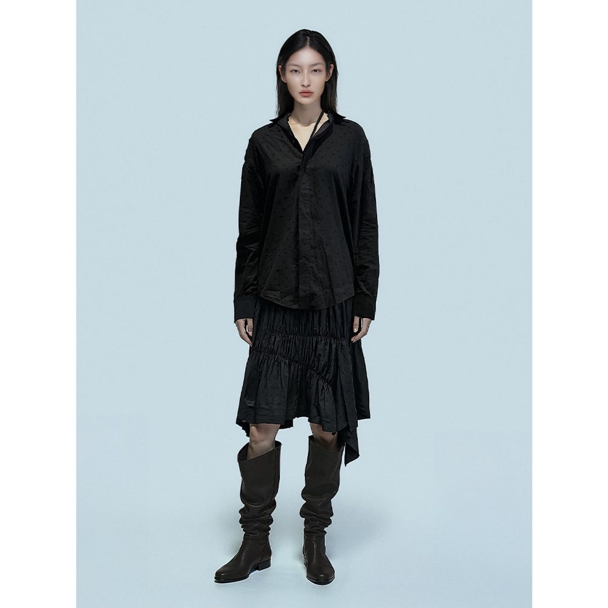 앙개(ANGGAE) Punching Balloon Skirt  Black