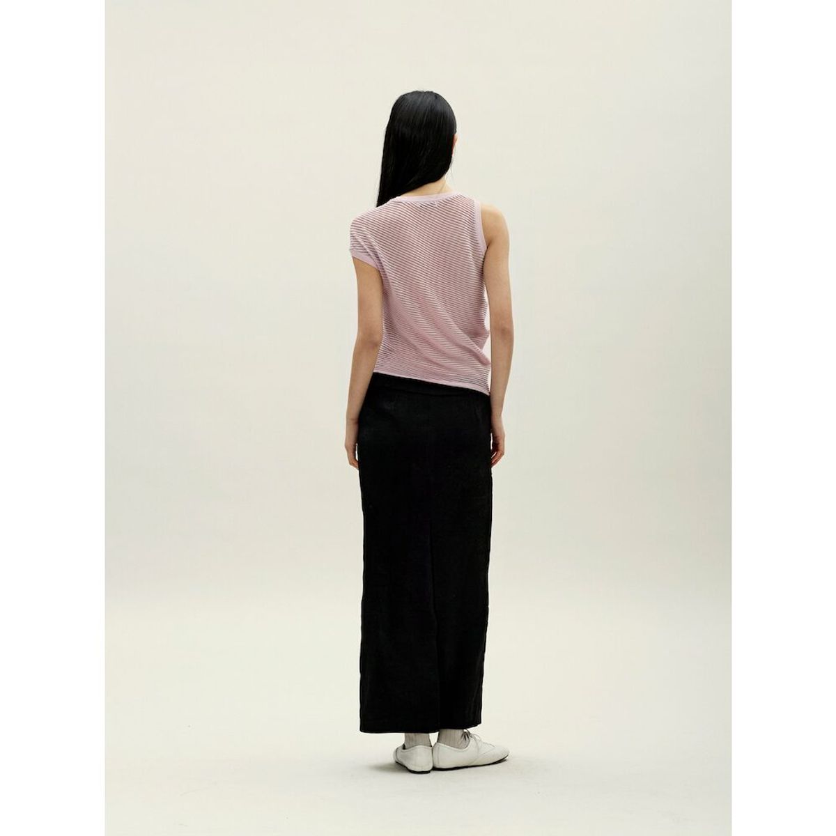 앙개(ANGGAE) Velvet Satin Long Skirt  Black