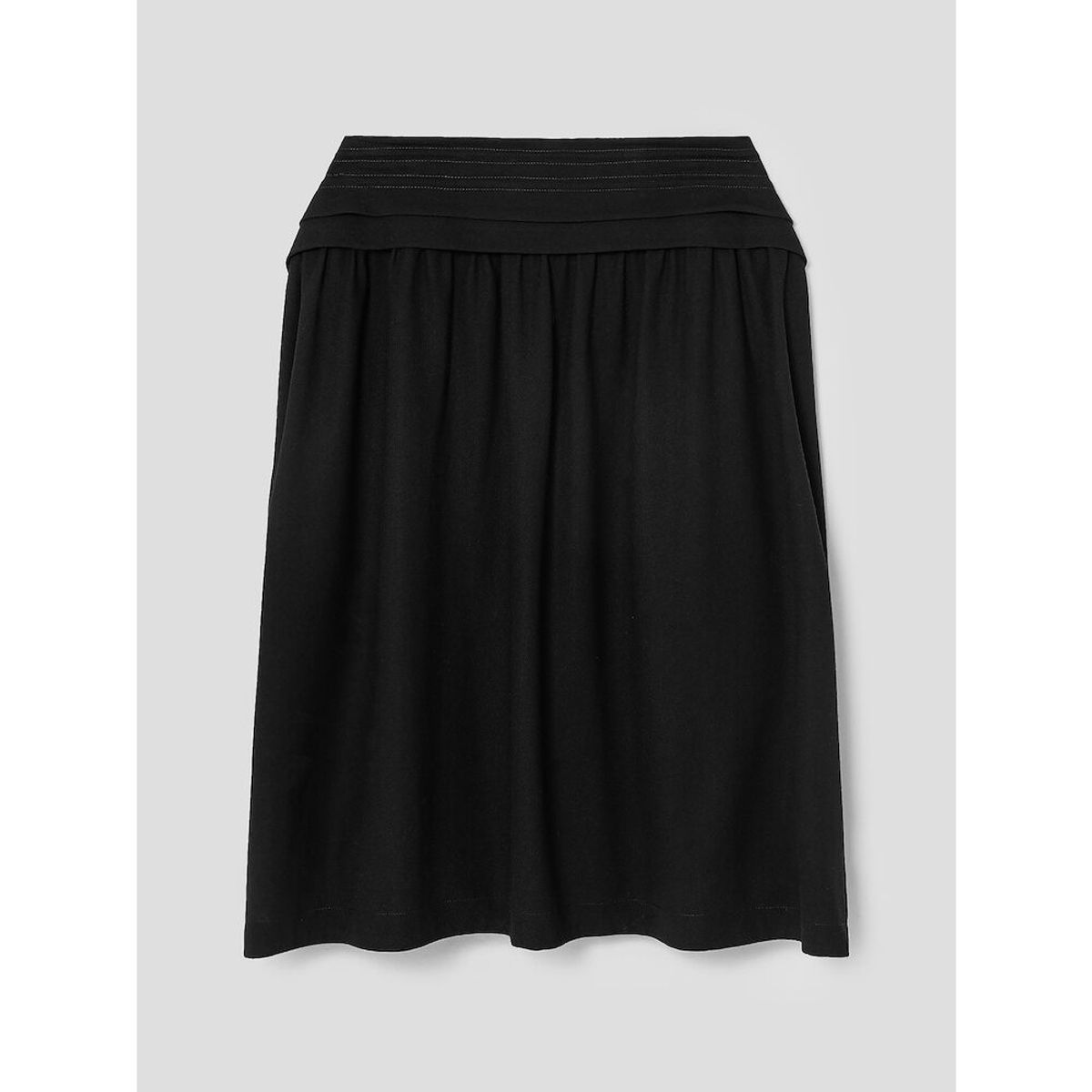 앙개(ANGGAE) Tucked Waist ALine Skirt  Black