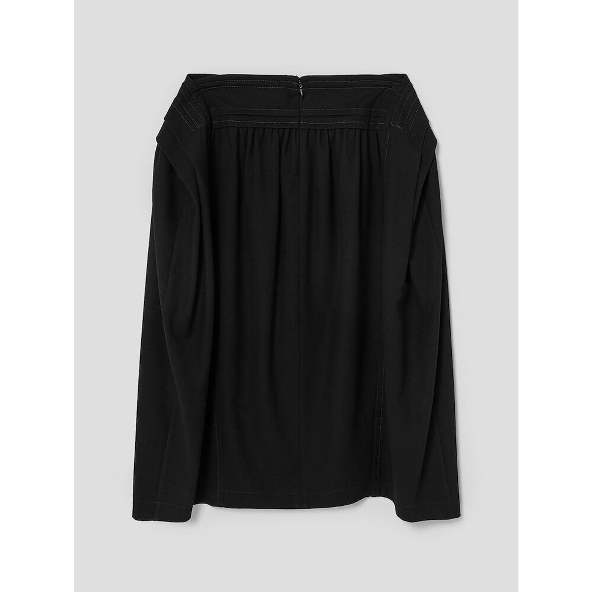 앙개(ANGGAE) Tucked Waist ALine Skirt  Black