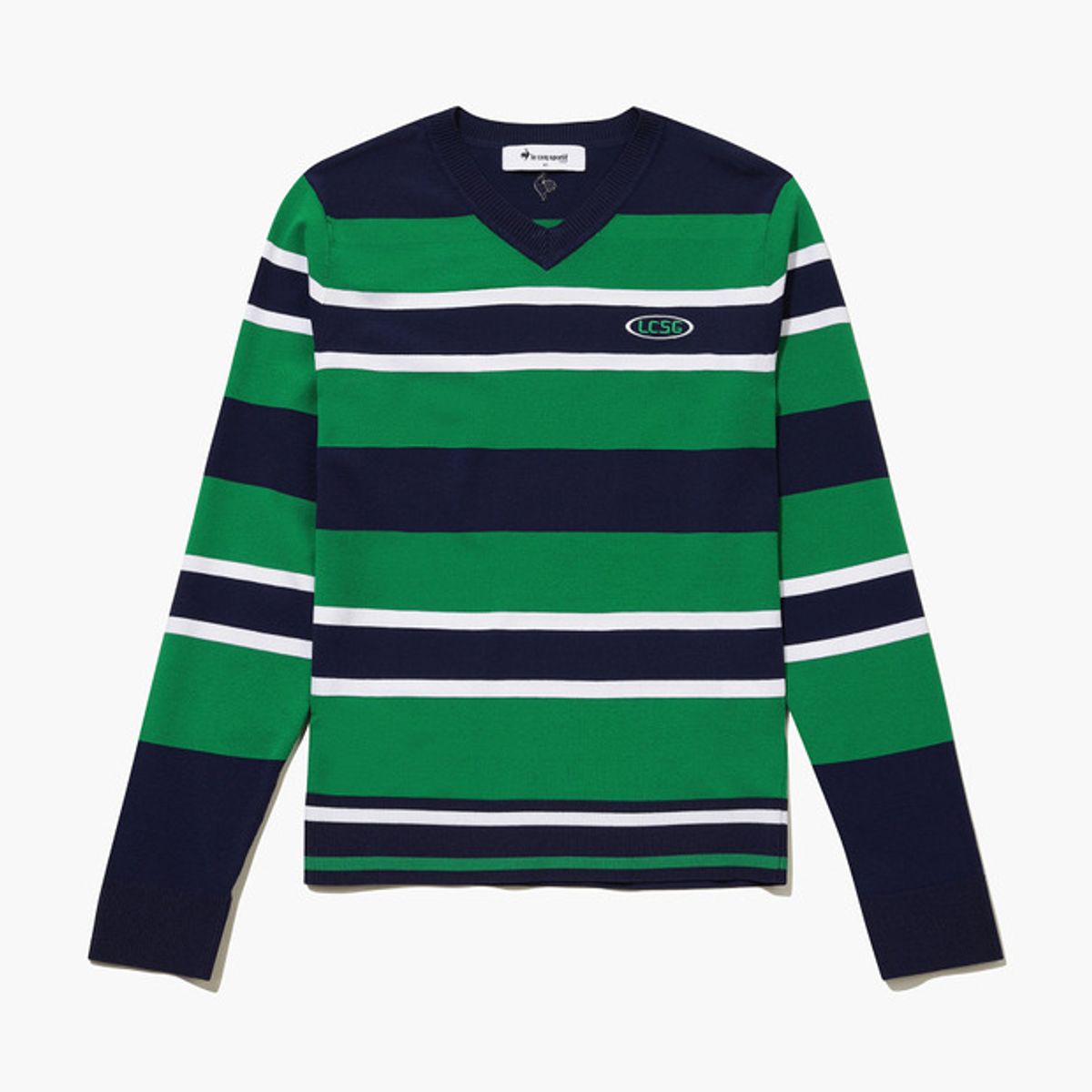 르꼬끄 골프(LECOQ GOLF) 여성 스트라이프 브이넥 스웨터 (GQ322LKP82)