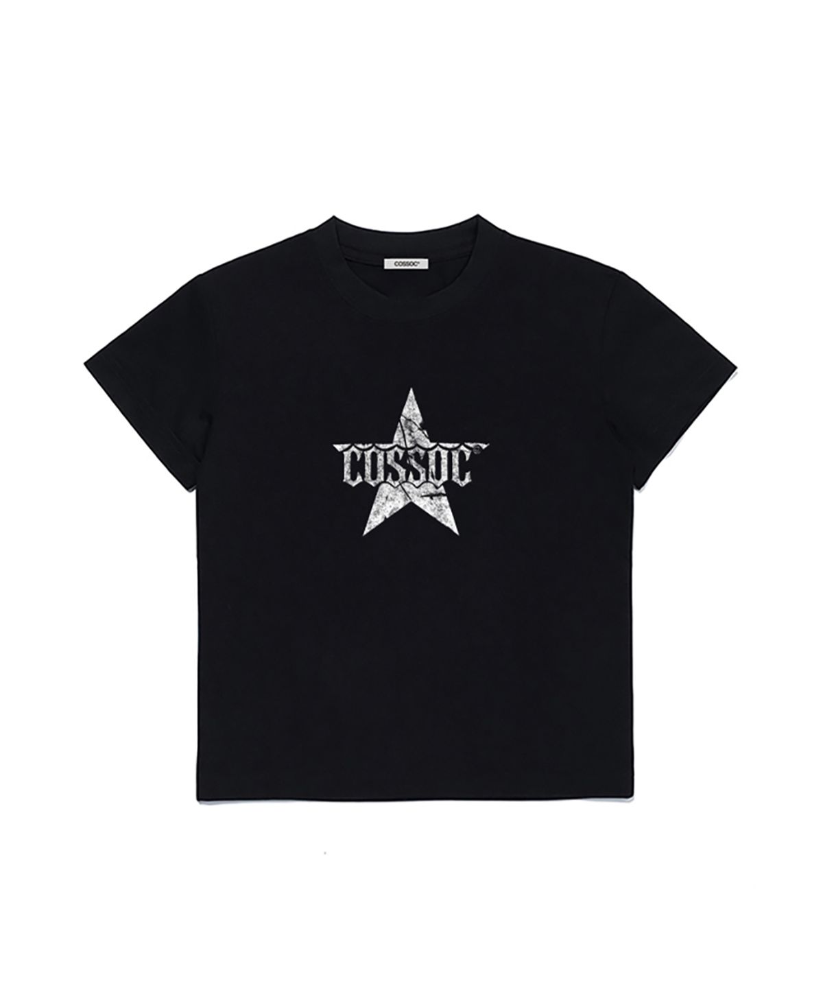 코소(COSO) (w)스타 크랙 크롭 티셔츠 (BLACK)