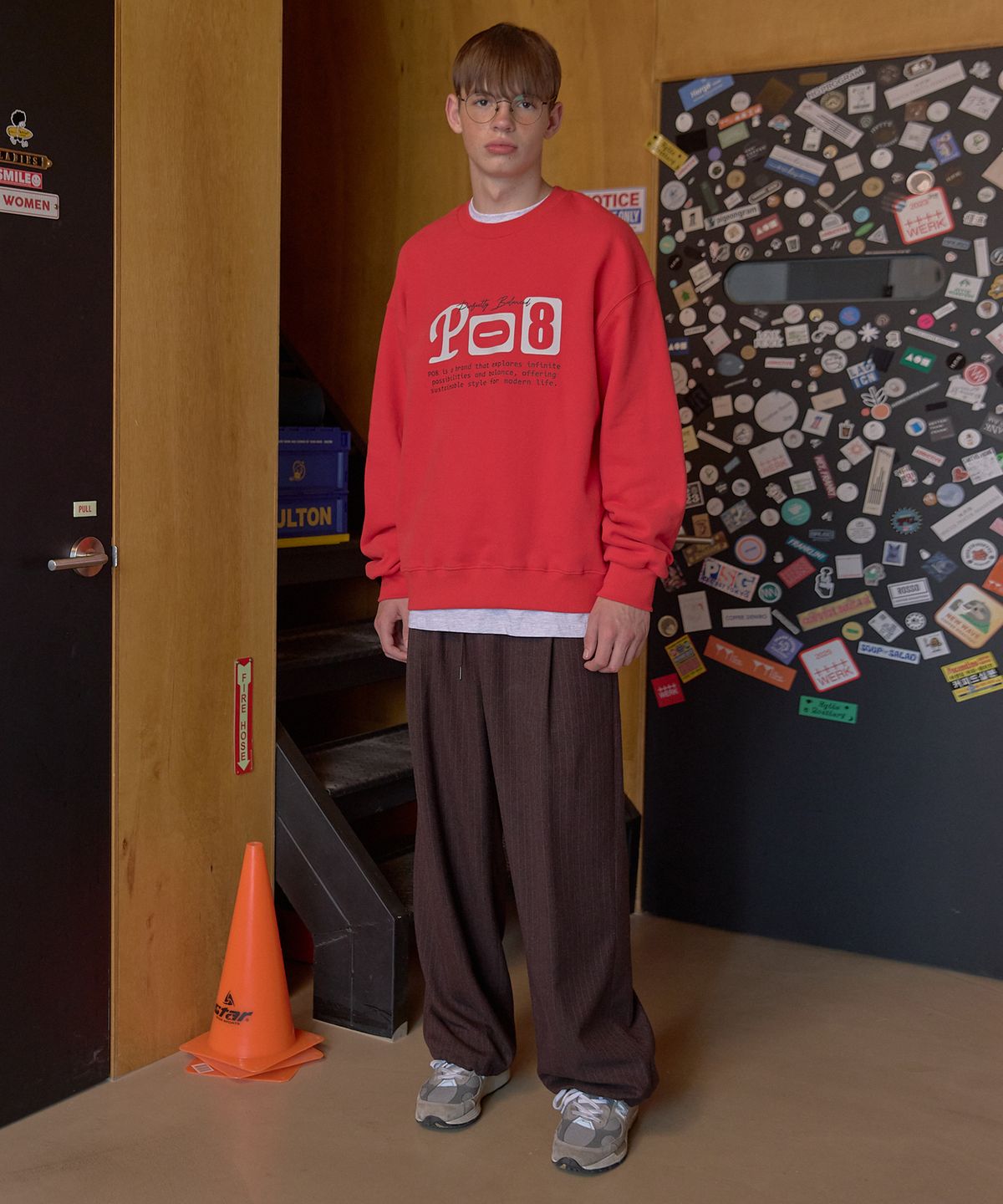 피오팔(PO8) REDTAG STRIPE PANTS - BROWN