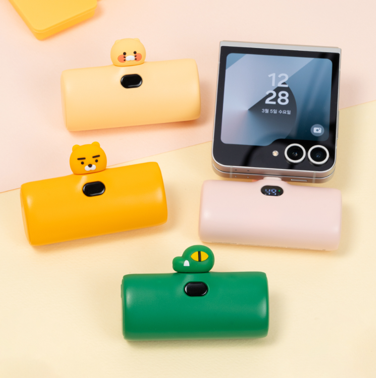 카카오프렌즈 파트너(KAKAOFRIENDS PARTNERS) [2PACK] 빼꼼 도킹형 20W 보조배터리 5000mAh (C타입)