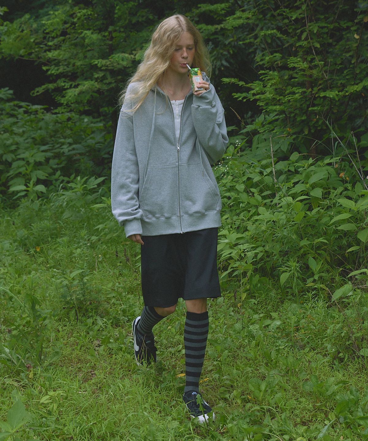 피오팔(PO8) 8SYMBOL ZIP-UP HOODIE - GREY