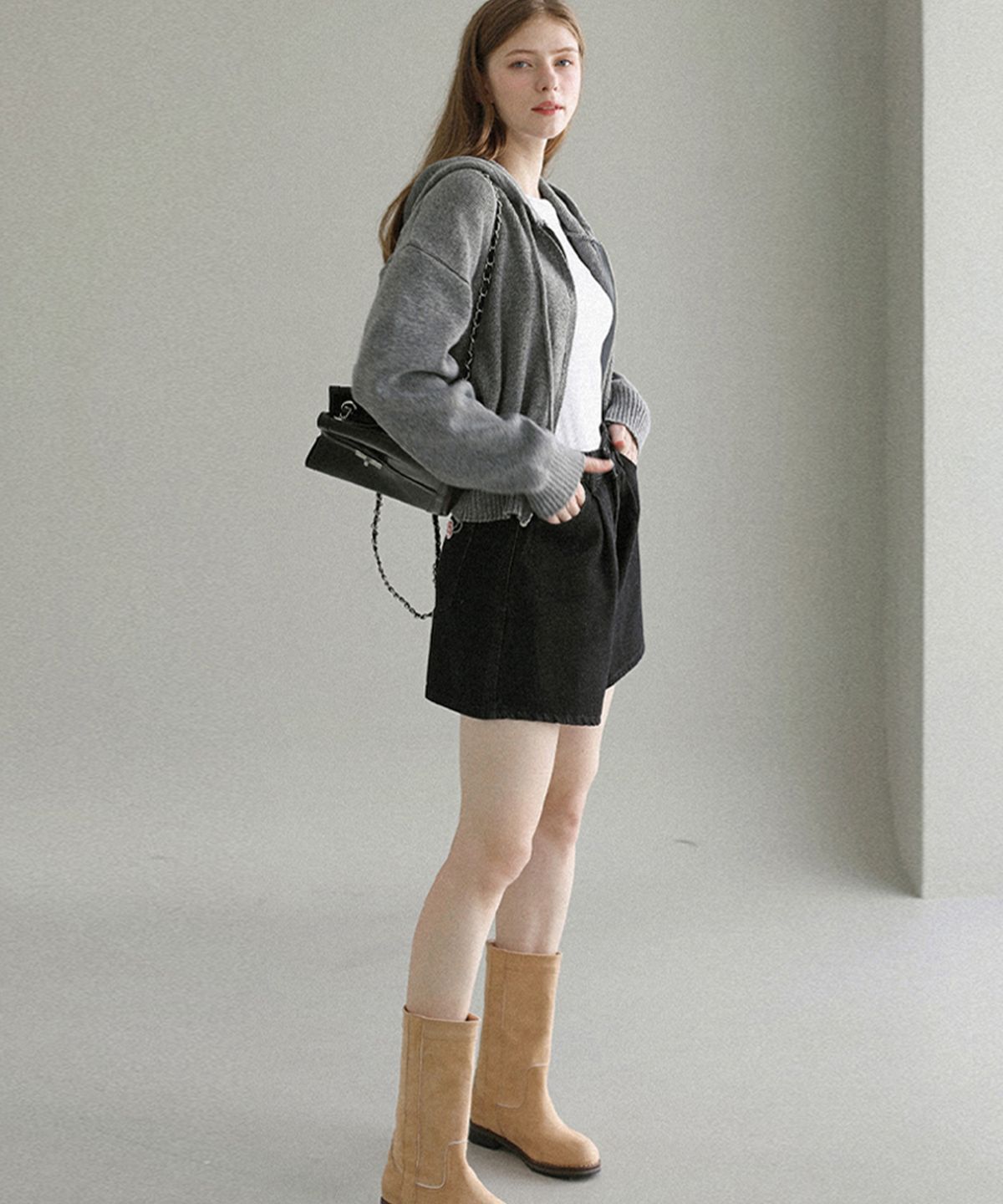 슬로우롤리(SLOWLOLLI) Cozy knit zip-up hoodie