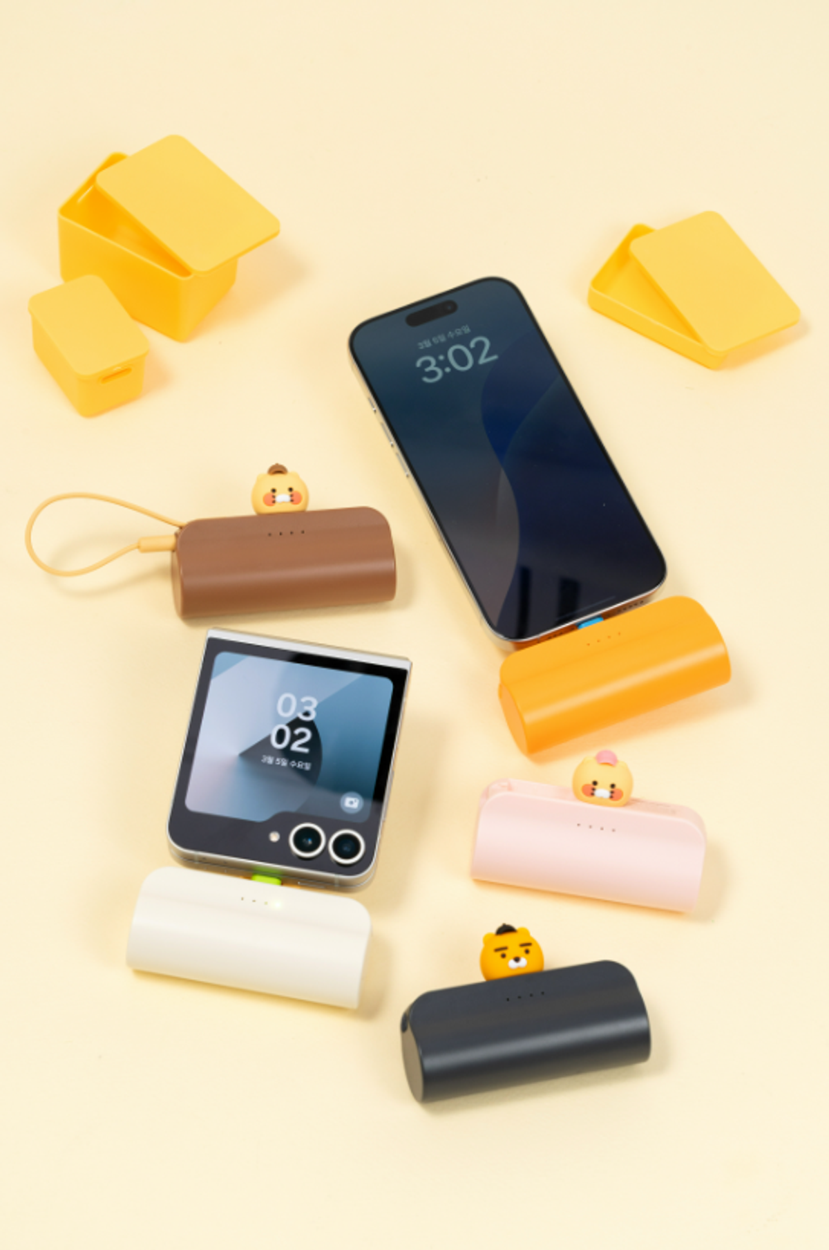카카오프렌즈 파트너(KAKAOFRIENDS PARTNERS) [2PACK] 볼캡 도킹형 20W 고속충전 보조배터리 5000mAh(8핀/C타입)