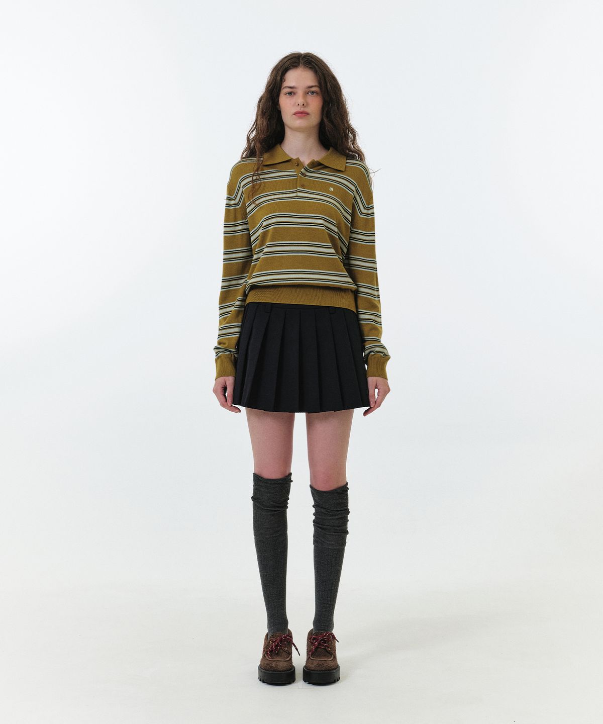 그로브(GROVE) NIA PLEATS SKIRT (NAVY)