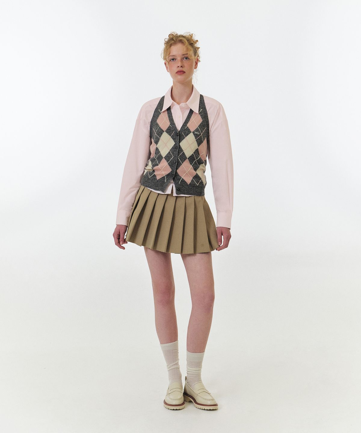 그로브(GROVE) NIA PLEATS SKIRT (BEIGE)