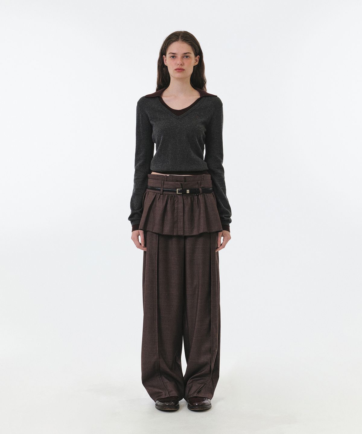 그로브(GROVE) MARINA PANTS (BROWN CHECK)