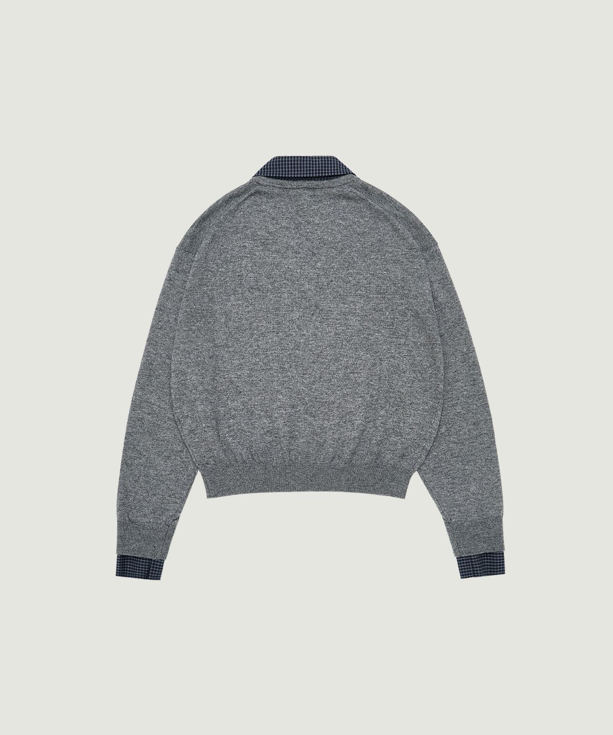 그로브(GROVE) EVIE CHECK COLLAR KNIT (GREY CHECK)