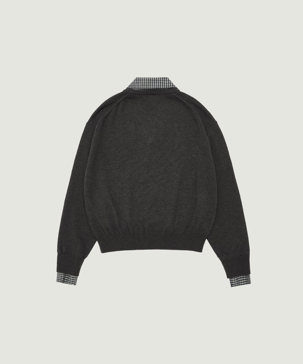 그로브(GROVE) EVIE CHECK COLLAR KNIT (DARK GRAY CHECK)
