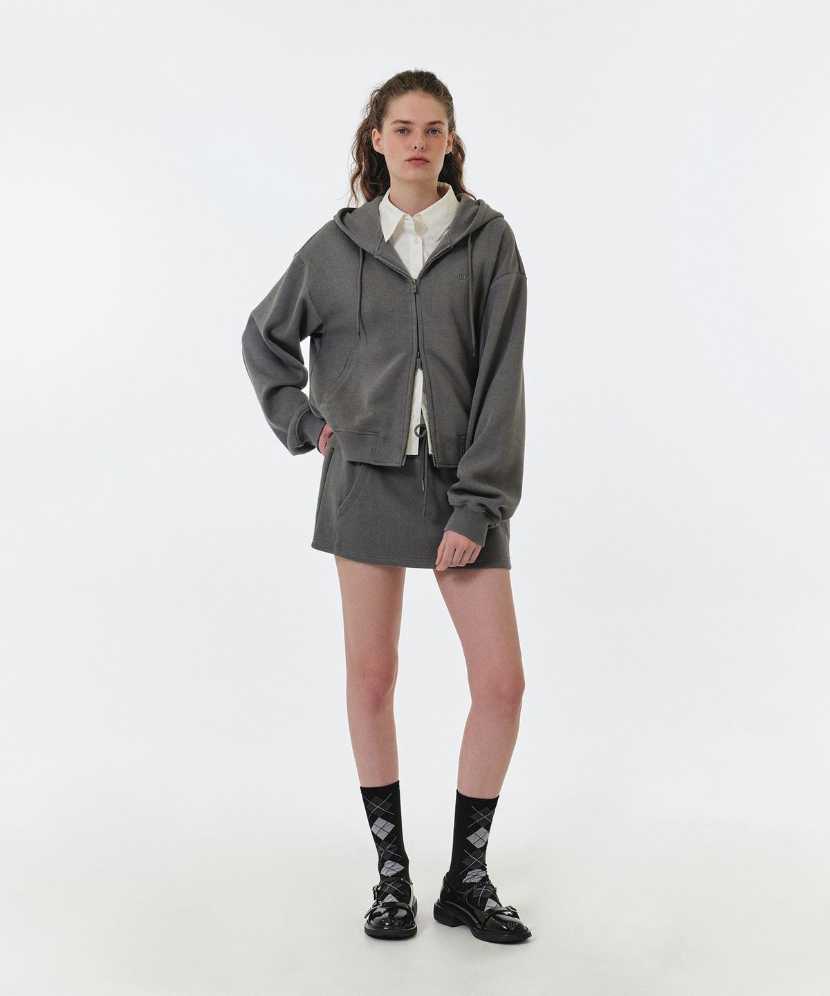 그로브(GROVE) SIMONE HOODIE ZIP-UP (GREY)