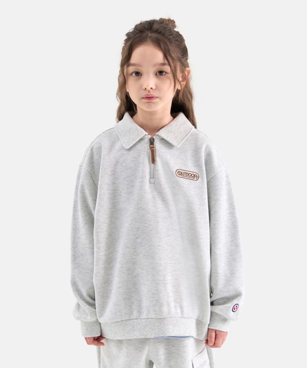 아웃도어 프로덕츠 키즈(OUTDOOR PRODUCTS KIDS) 피케 카라 맨투맨 (멜란지 화이트) OD253IZM01_MWH