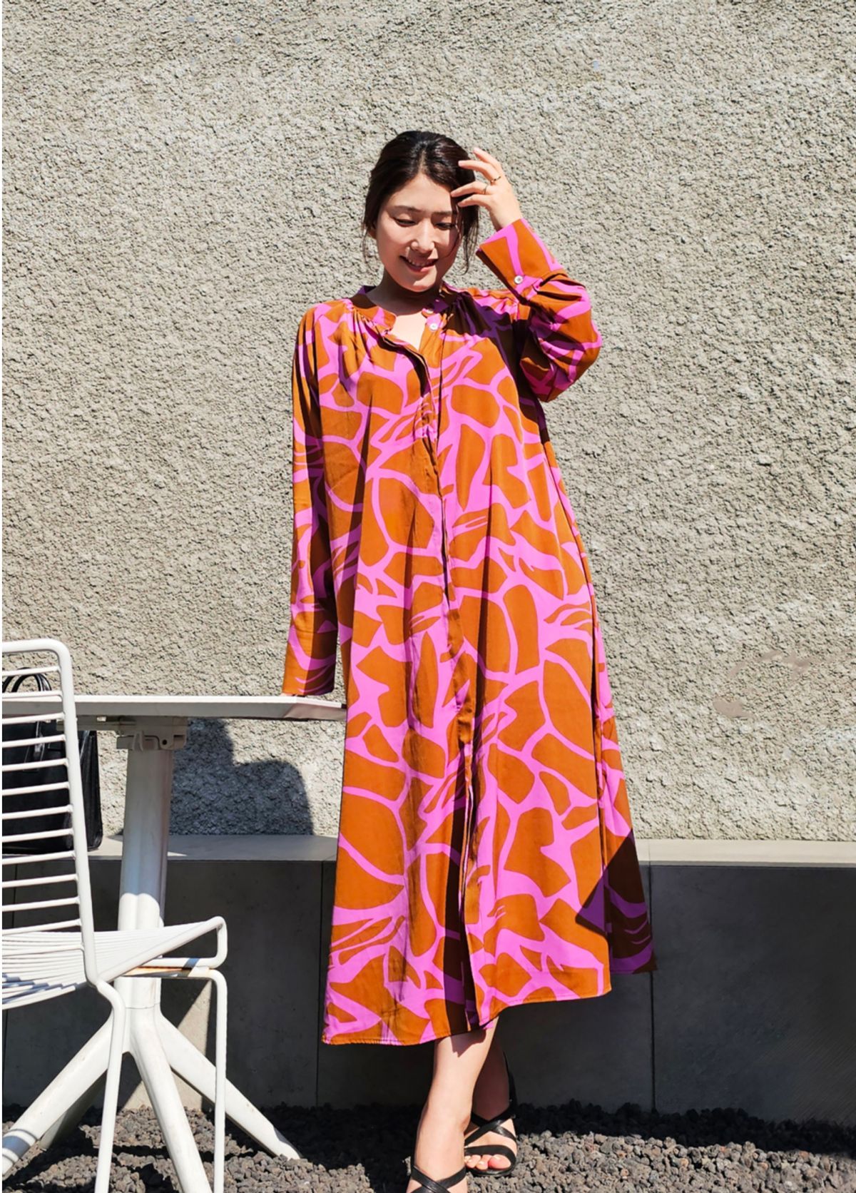 엘리초이(ELLY CHOI) NOLITA PRINTED SHIRT DRESS [FUCHSIA]
