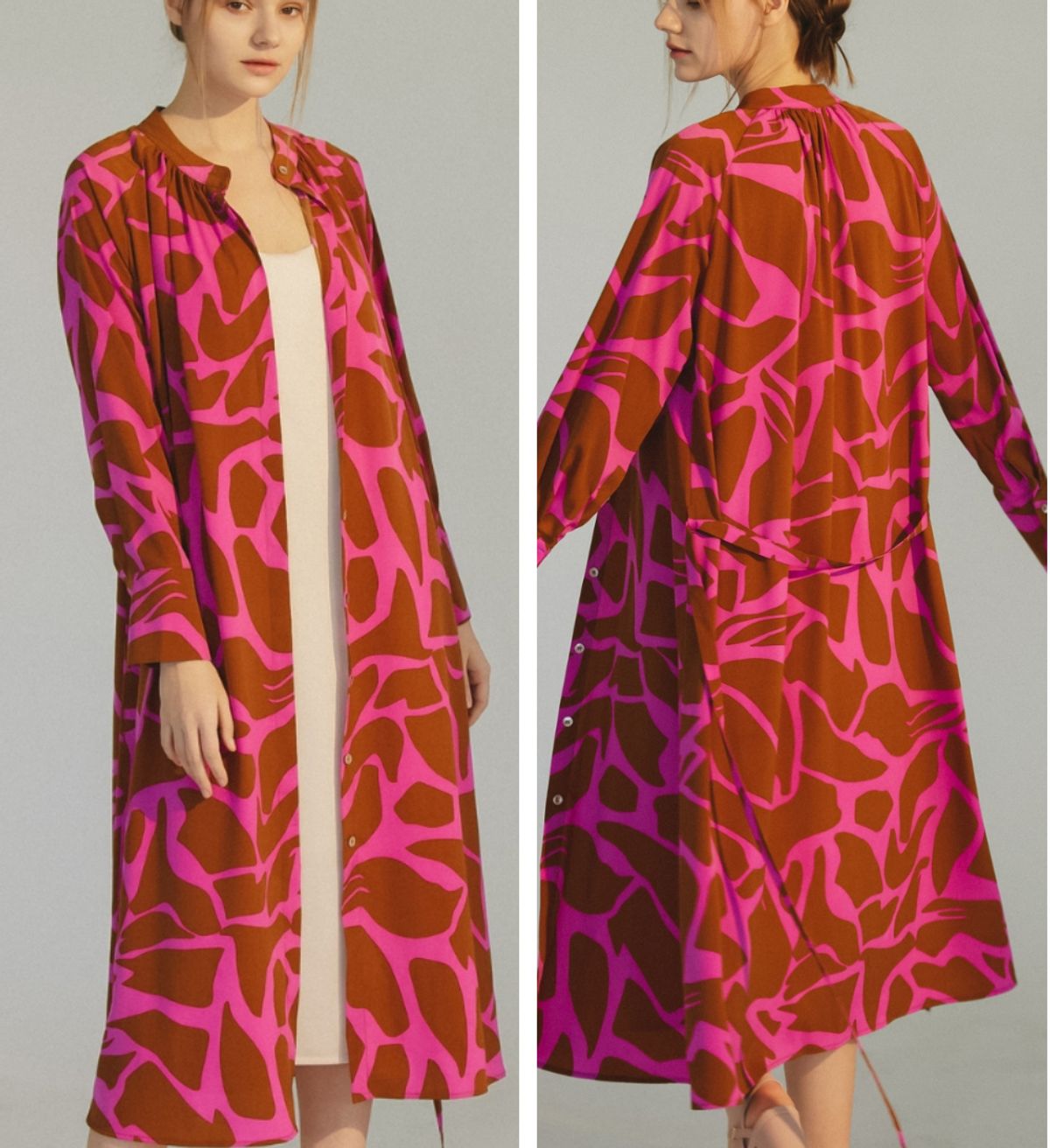 엘리초이(ELLY CHOI) NOLITA PRINTED SHIRT DRESS [FUCHSIA]