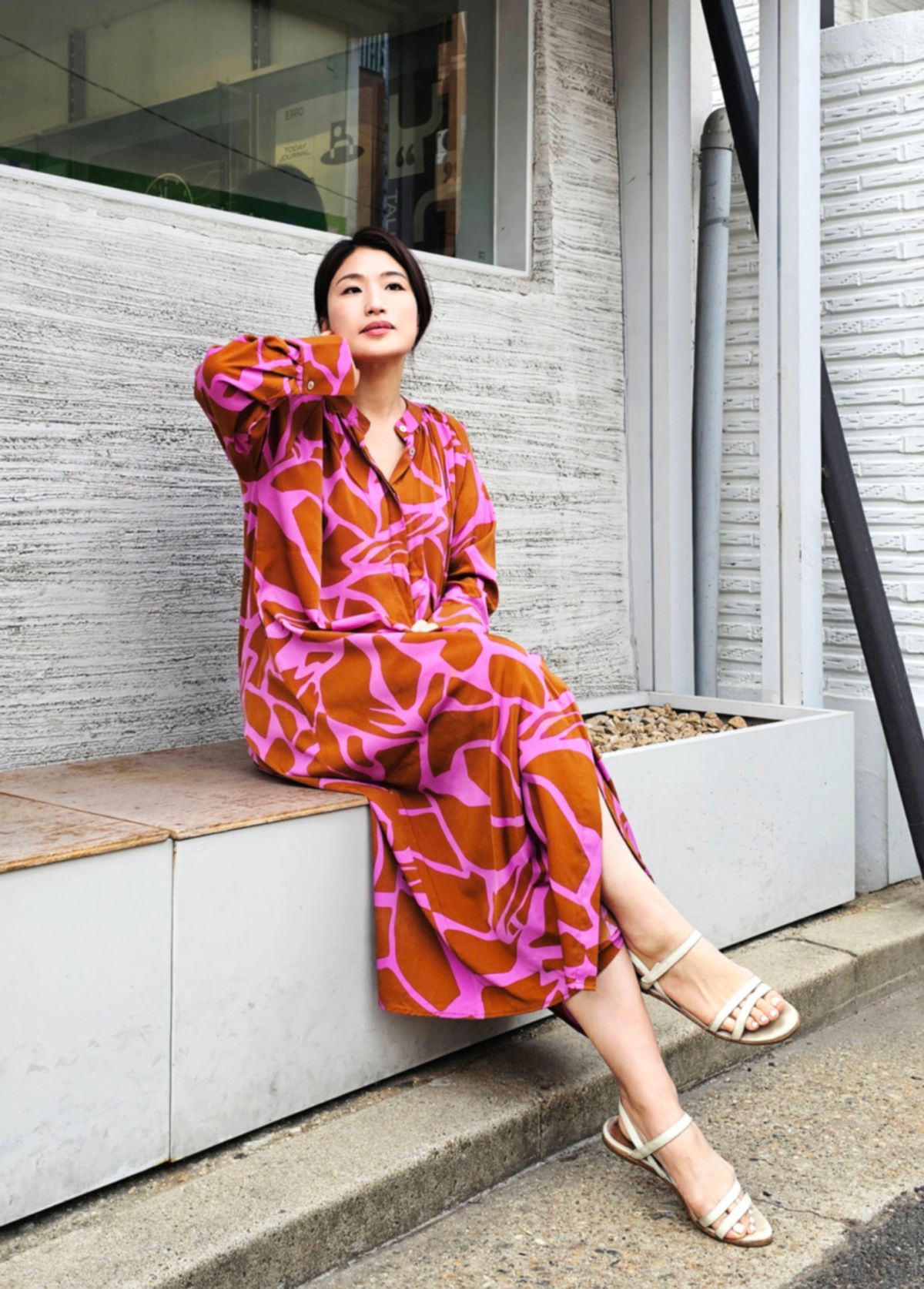 엘리초이(ELLY CHOI) NOLITA PRINTED SHIRT DRESS [FUCHSIA]