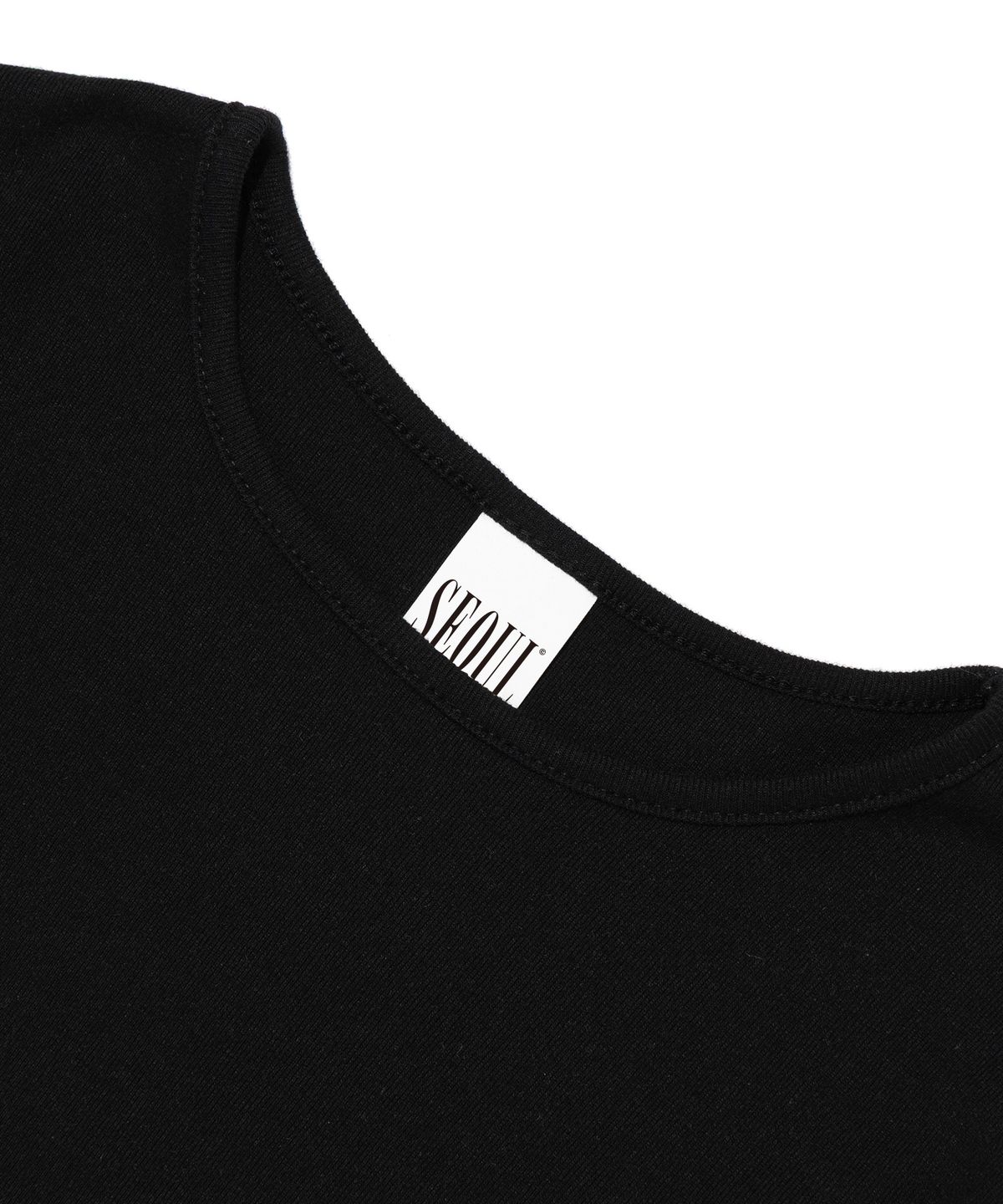 서울어패럴(SEOUL APPAREL) 박스 로고 크롭 반팔 티셔츠 (블랙)
