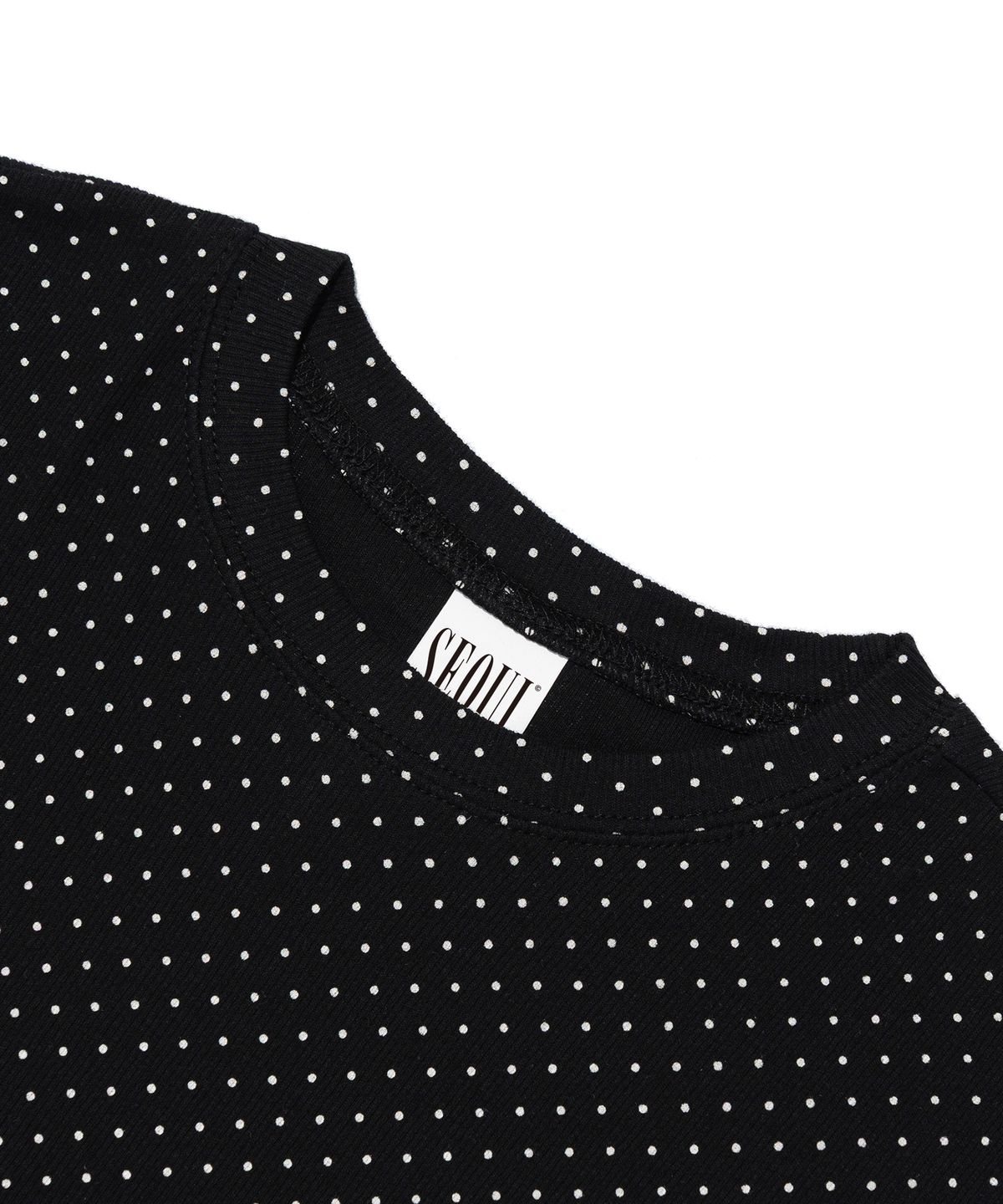 서울어패럴(SEOUL APPAREL) 빅 로고 도트 크롭 반팔 티셔츠 (블랙)