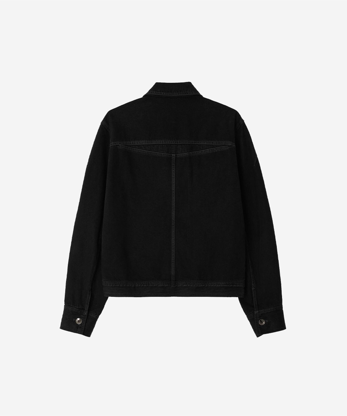 비엘알(BLR) Dyed Curved Line Denim Trucker Jacket Black