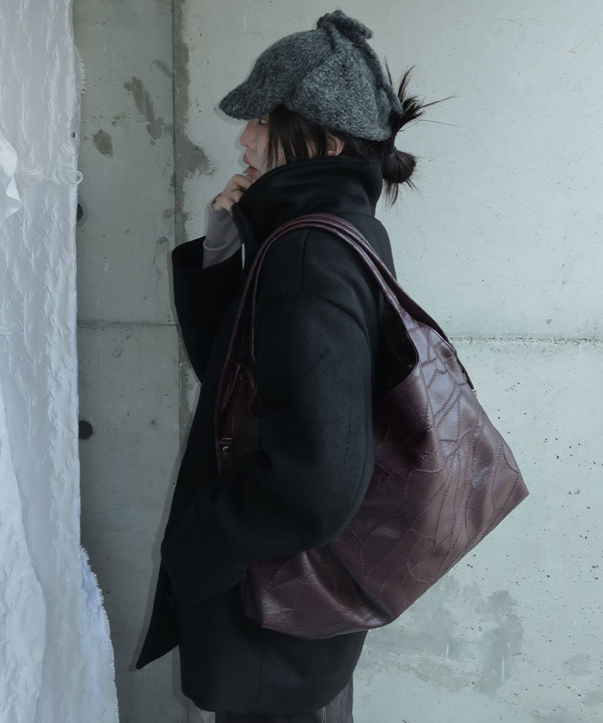 샌드뮤지엄(SAND MUSEUM) CACTUS HOBO BAG [Burgundy]