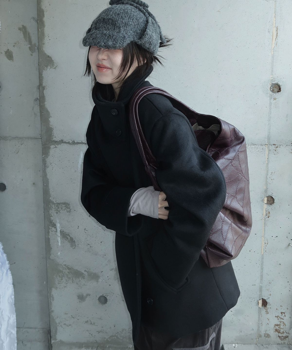 샌드뮤지엄(SAND MUSEUM) CACTUS HOBO BAG [Burgundy]