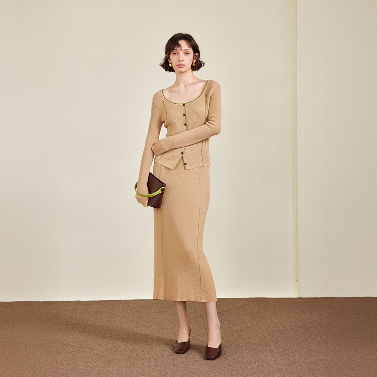 와이와이아이엠(YYIAM) YY_Color-blocked slim skirt