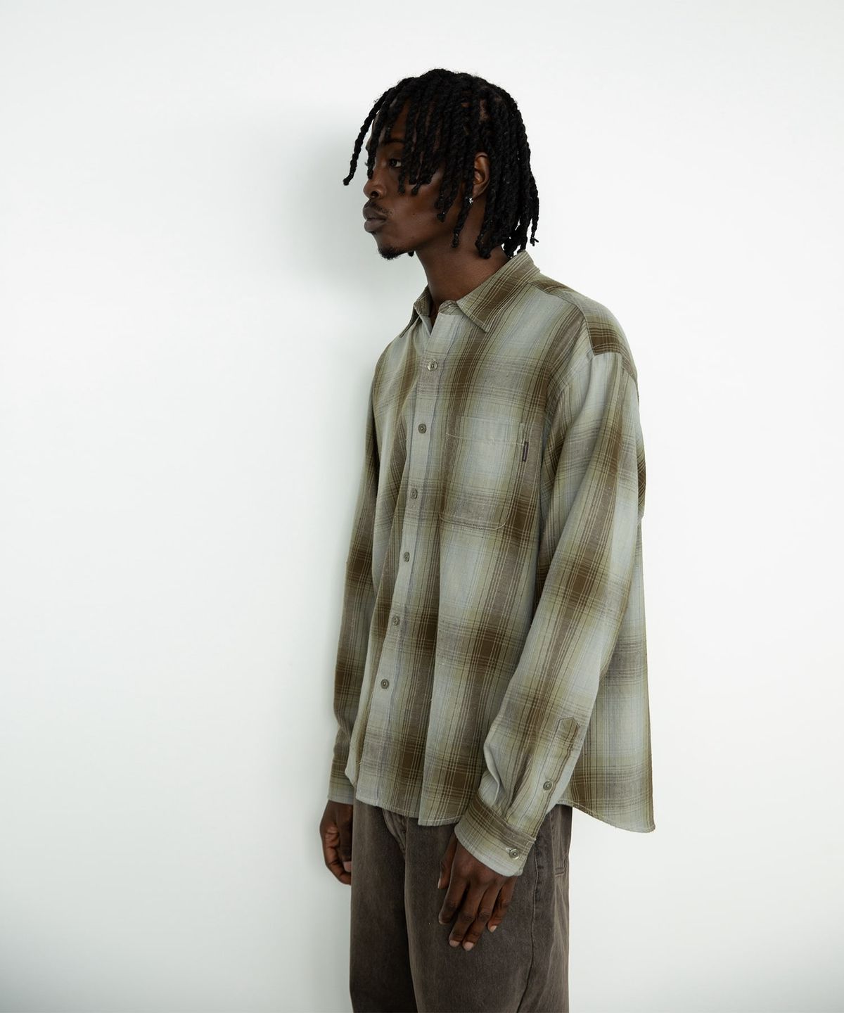 디스이즈네버댓(THISISNEVERTHAT) Nep Shadow Check Shirt Khaki