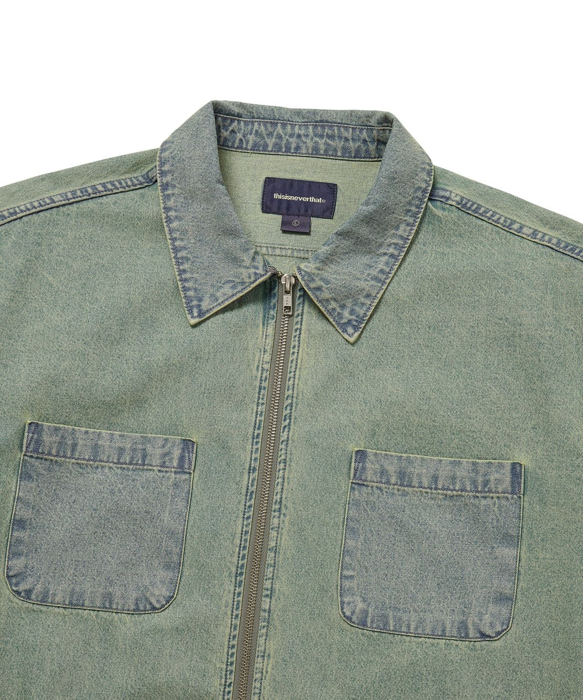 디스이즈네버댓(THISISNEVERTHAT) Washed Denim Zip Shirt Tint