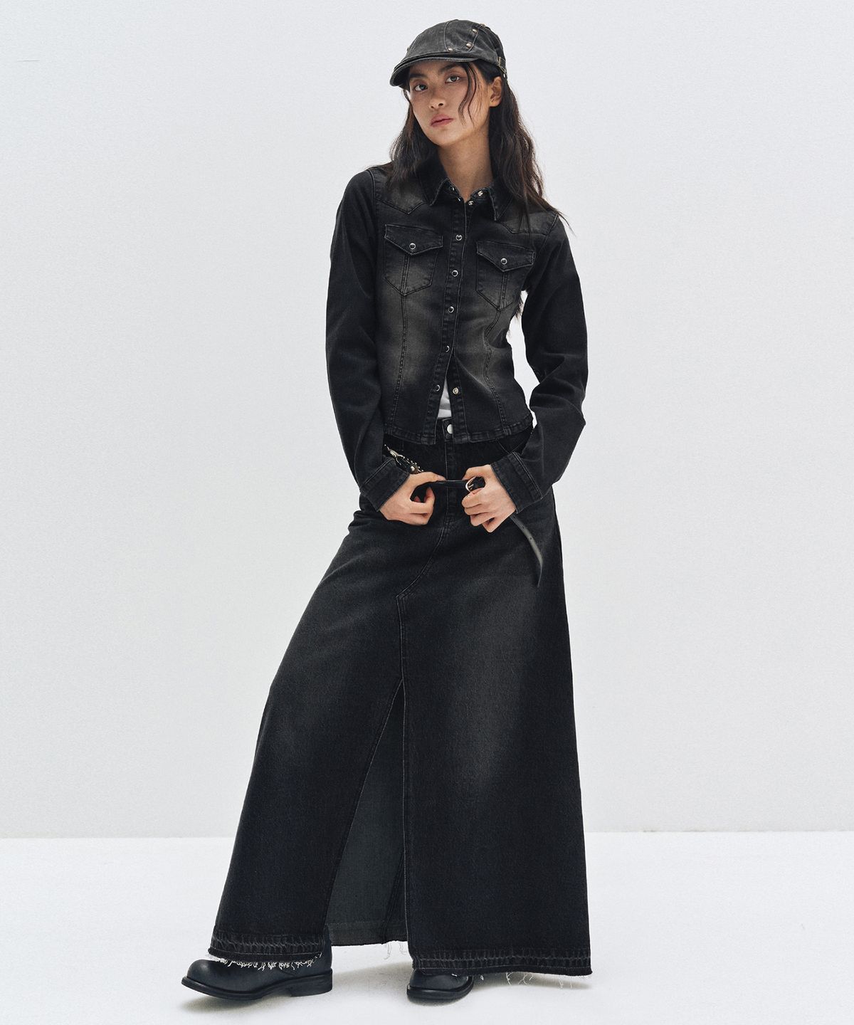 데케트 우먼(DECET WOMEN) Maxi Skirt DCSK006BLACK