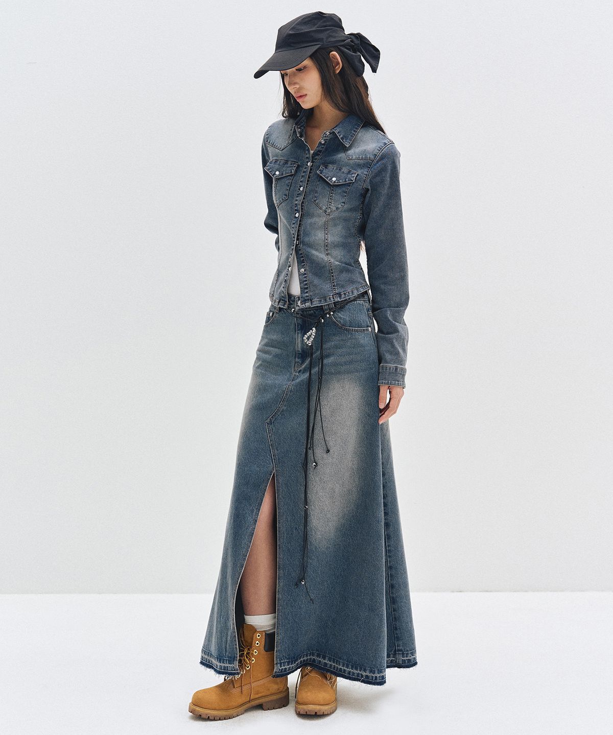 데케트 우먼(DECET WOMEN) Maxi Skirt DCSK006BLUE