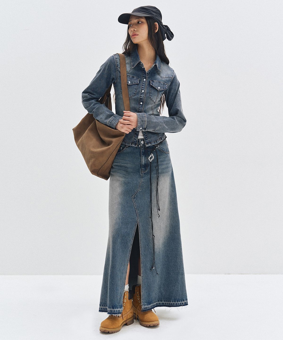 데케트 우먼(DECET WOMEN) Maxi Skirt DCSK006BLUE