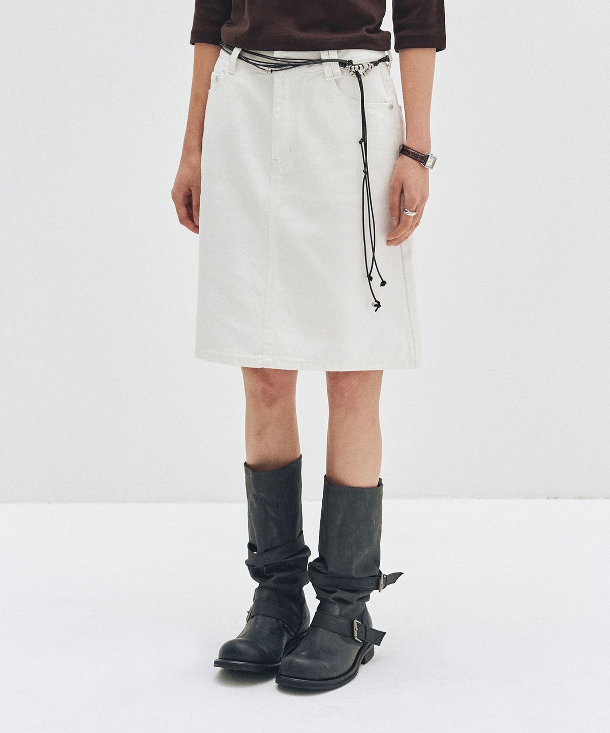 데케트 우먼(DECET WOMEN) Signature Midi Skirt DCSK002IVORY